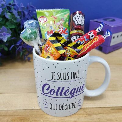 Mug bonbons des années 90 "Je suis une collègue qui déchire"