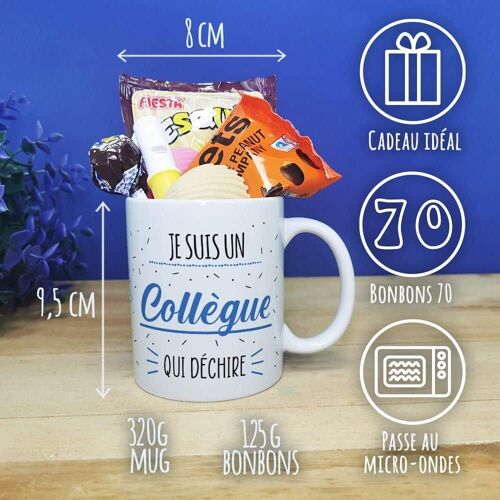 Mug bonbons des années 70 "Je suis un collègue qui déchire"