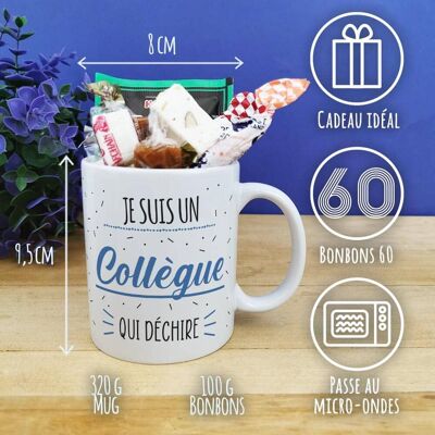 Mug bonbons des années 60  "Je suis un collègue qui déchire"