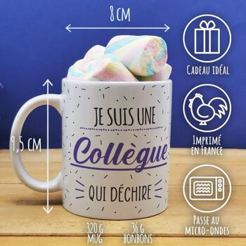 Mug "Je suis une collègue qui déchire" et ses guimauves torsade x5 2