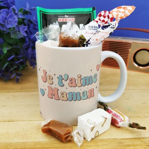 Mug bonbons des années 60 "Je t'aime maman"