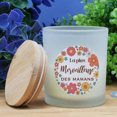 Top wooden candle - "The most wonderful Mom"