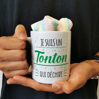 Mug "Je suis un tonton qui déchire"  et ses guimauves torsade x5