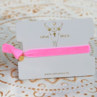 Bracelet en velours rose vif