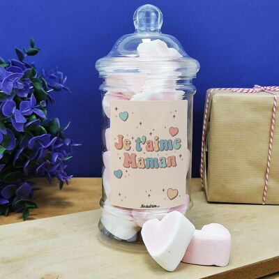 Scatola porta caramelle cuori marshmallow x15 “Ti amo mamma”