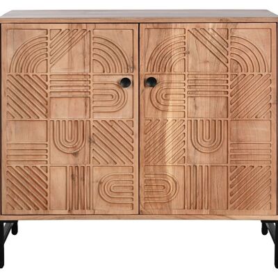 CREDENZA IN METALLO ACACIA 88X40X80 MARRONE MB212654