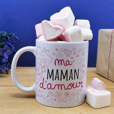 Tasse „Meine liebevolle Mutter“ und ihre Herz-Marshmallows x10