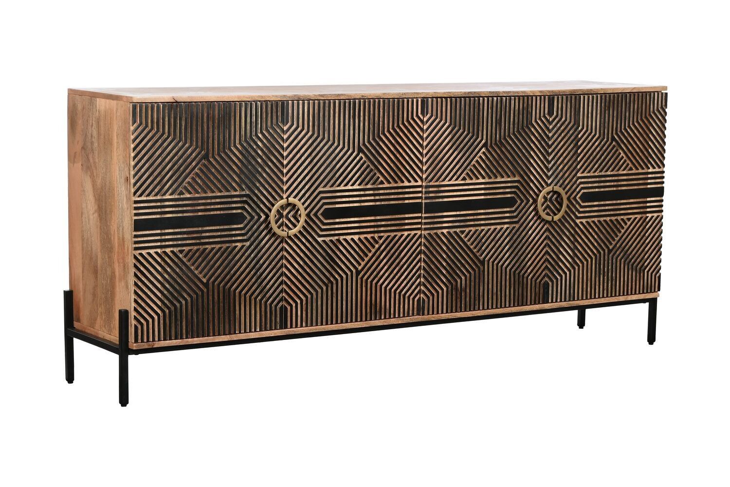 MANIGLIA CREDENZA IN LEGNO 180X40X80 INTAGLIATA NERA MB208548