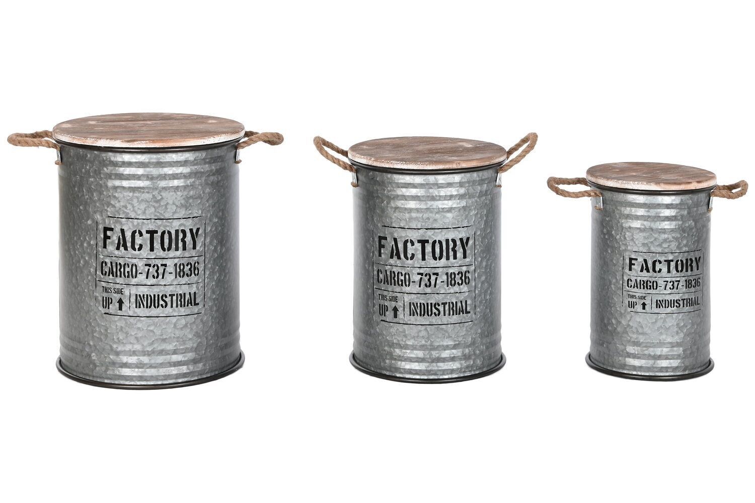 BAULE SET 3 METALLO PAULOWNIA 38X38X48 41/35 ARGENTO MB209803