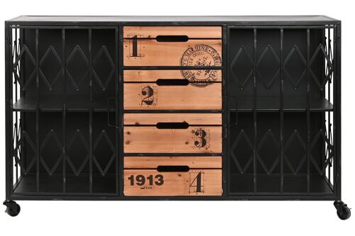 CAJONERA ABETO METAL 122,5X32,5X74 RUEDAS NEGRO MB213114