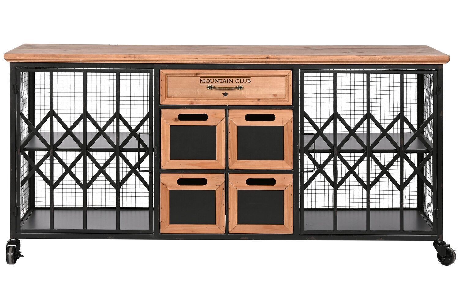 CASSETTIERA ABETE METALLO 122X37X58,5 NERO MB213115