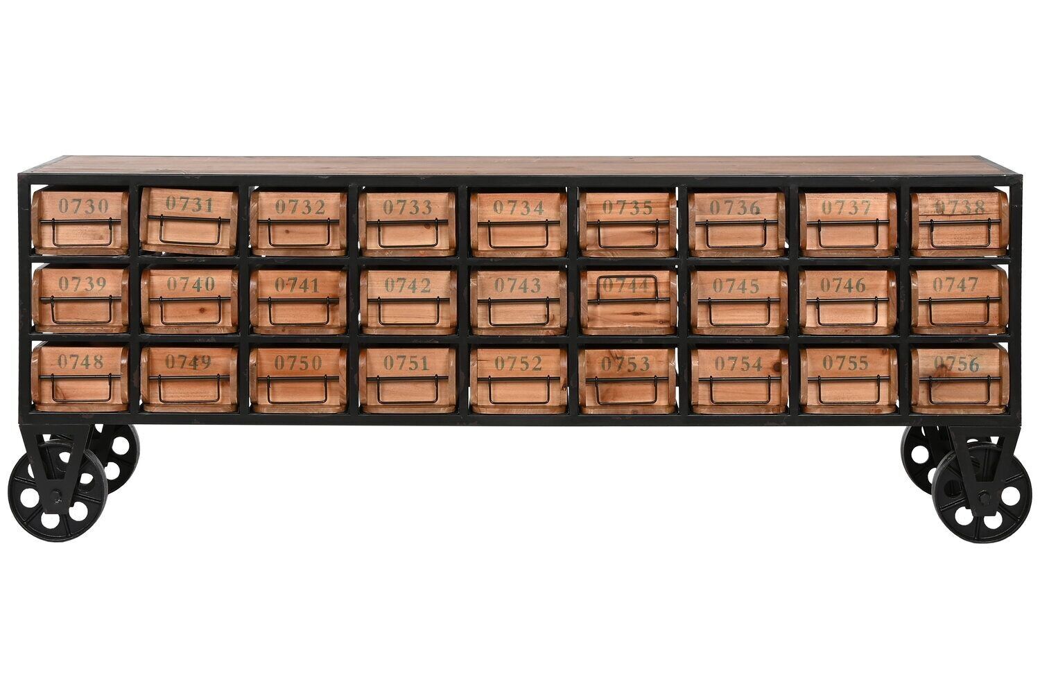 CASSETTIERA IN METALLO ABETE 142X30X50 22,50 RUOTE NERO MB213112