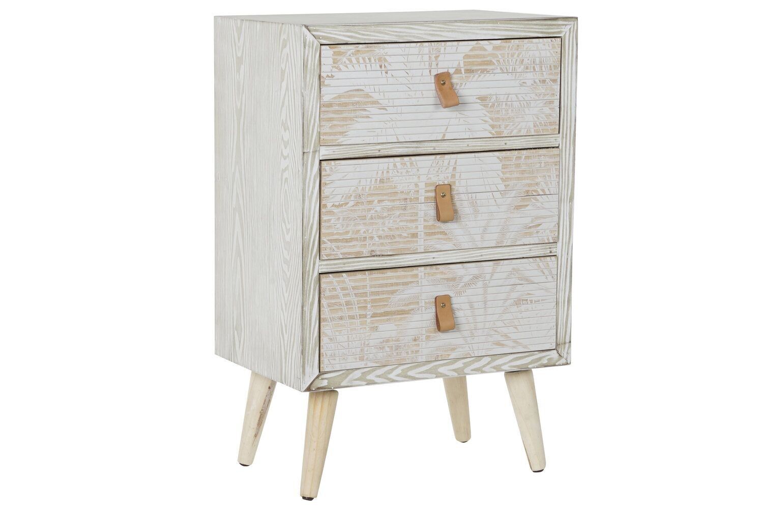 CASSETTO LEGNO BAMBÙ 48X35X74 PALME BIANCO MB183172