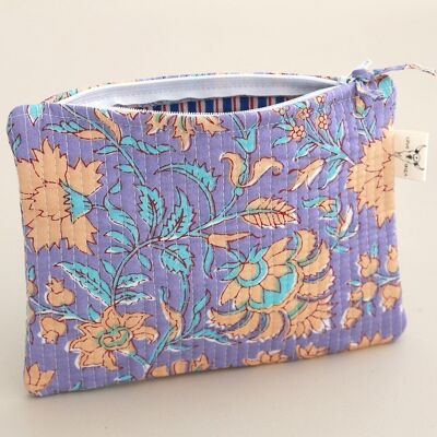 Blockprint make-up bag Fez lilac