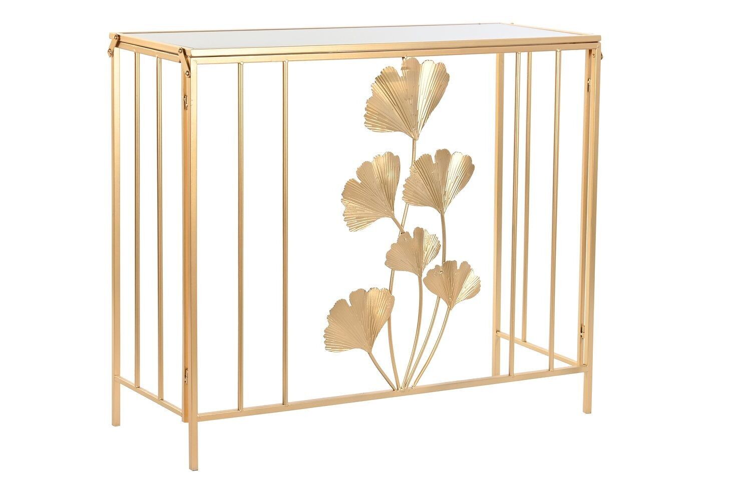 CONSOLE METALLO VETRO 91X32X78 FOGLIA ORO OPACO MB194487