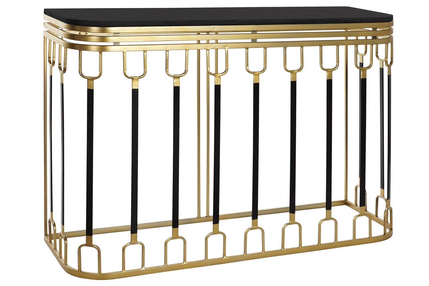 CONSOLLE IN METALLO MARMO 120X40X84 NERA MB211066