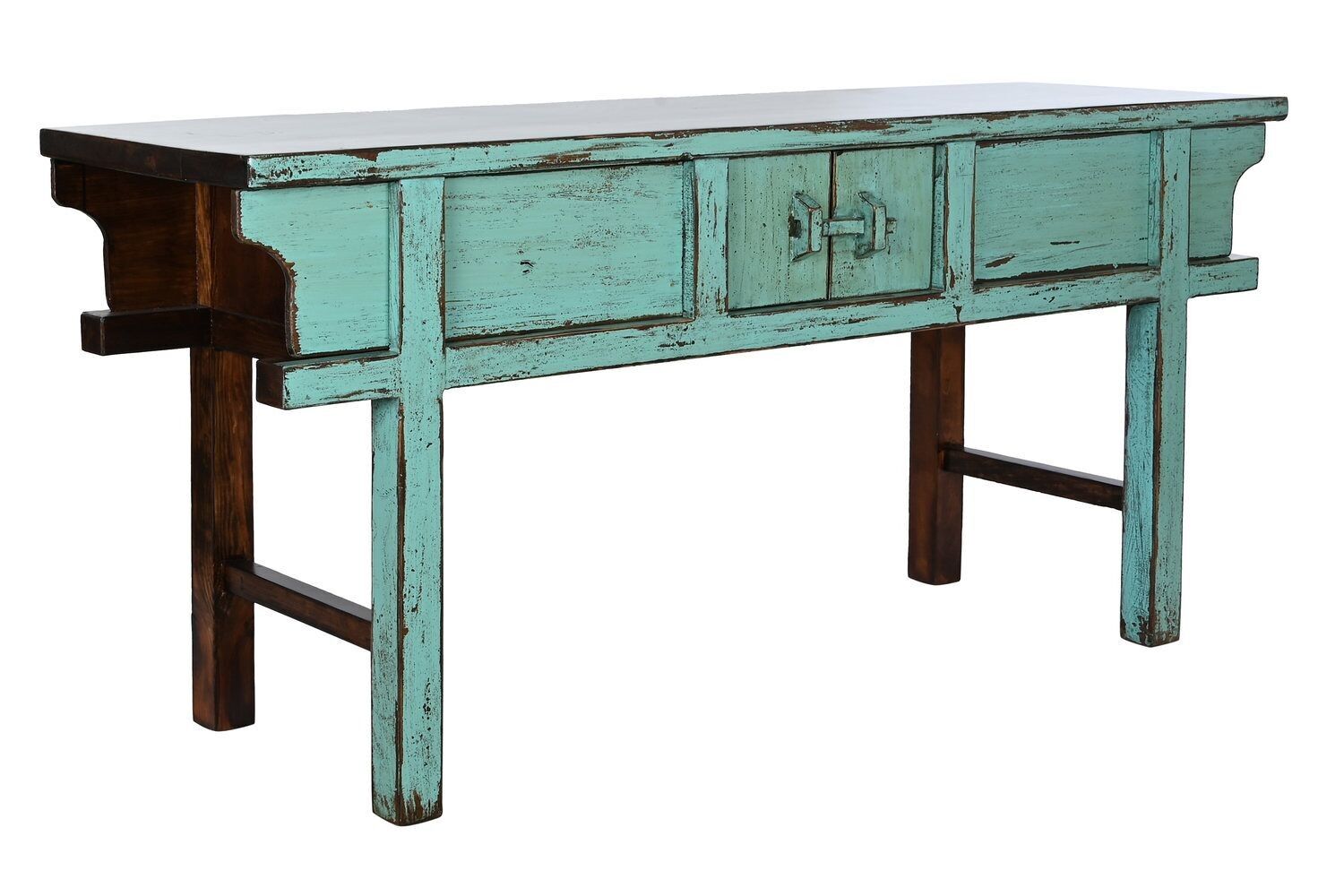 CONSOLE IN OLMO MASSELLO 170X49X88 DECAPE TURCHESE MB210646