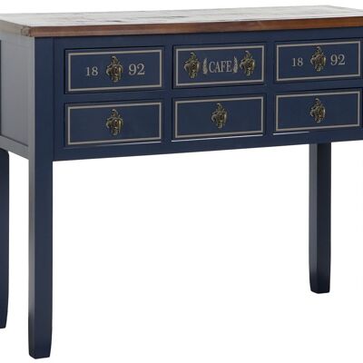 CONSOLE PAULOWNIA 103X35X80 10 BOITES, BLEU MARINE MB211346