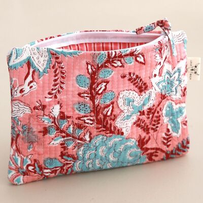 Blockprint make-up bag Fez peach