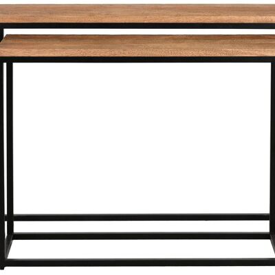 CONSOLE SET 2 POIGNEE FER 96X30X77 MARRON MB212805