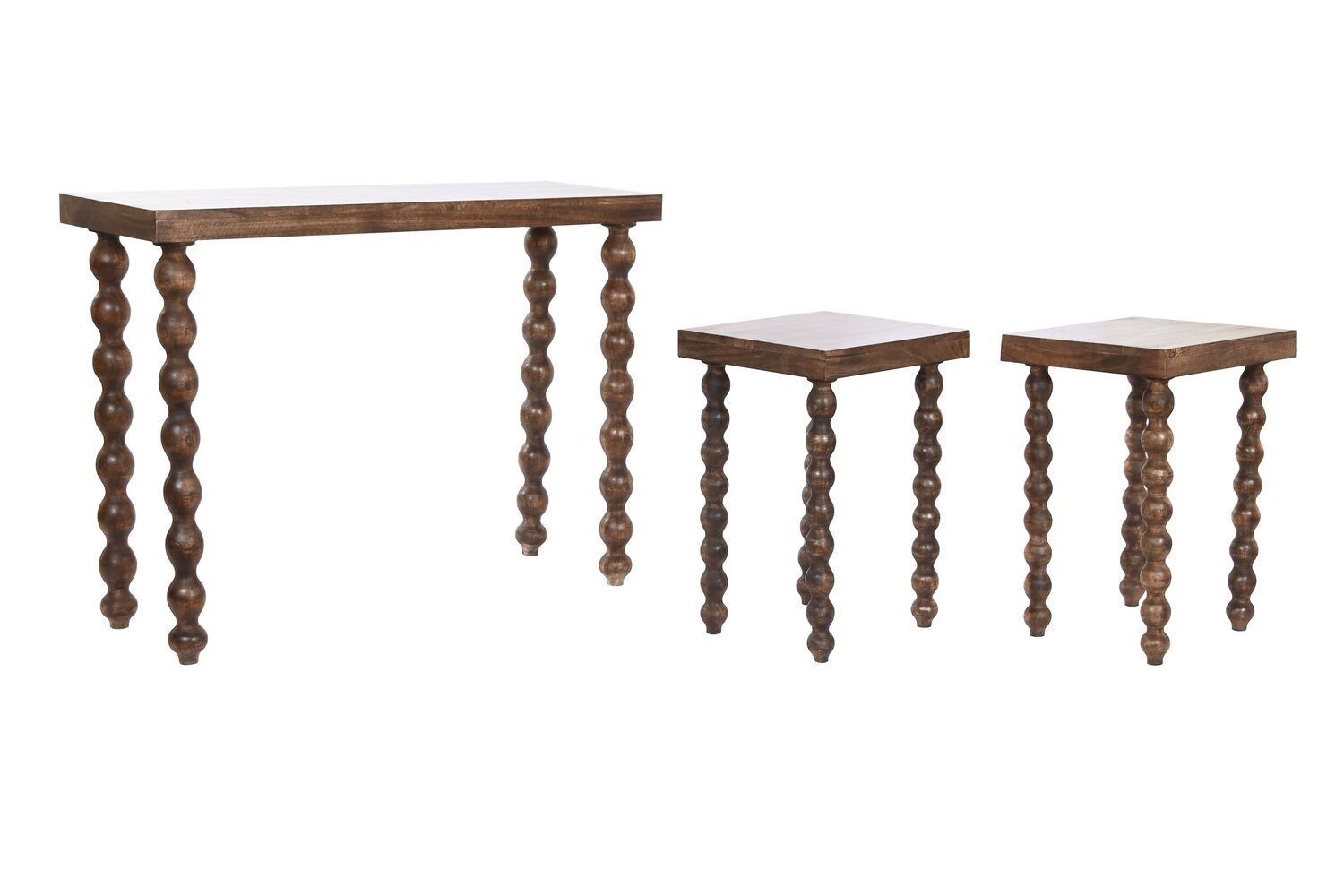 CONSOLE SET 3 MANIGLIE 102X35X75 SFERE MARRONE SCURO MB208855