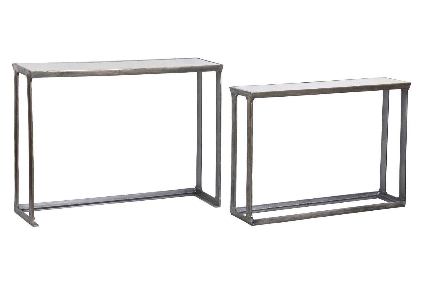 CONSOLE SET 2 ALLUMINIO MARMO 108X30X79 PATINATO MB208493