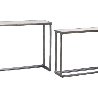 CONSOLE SET 2 ALUMINIUM MARBRE 108X30X79 PATINÉ MB208493