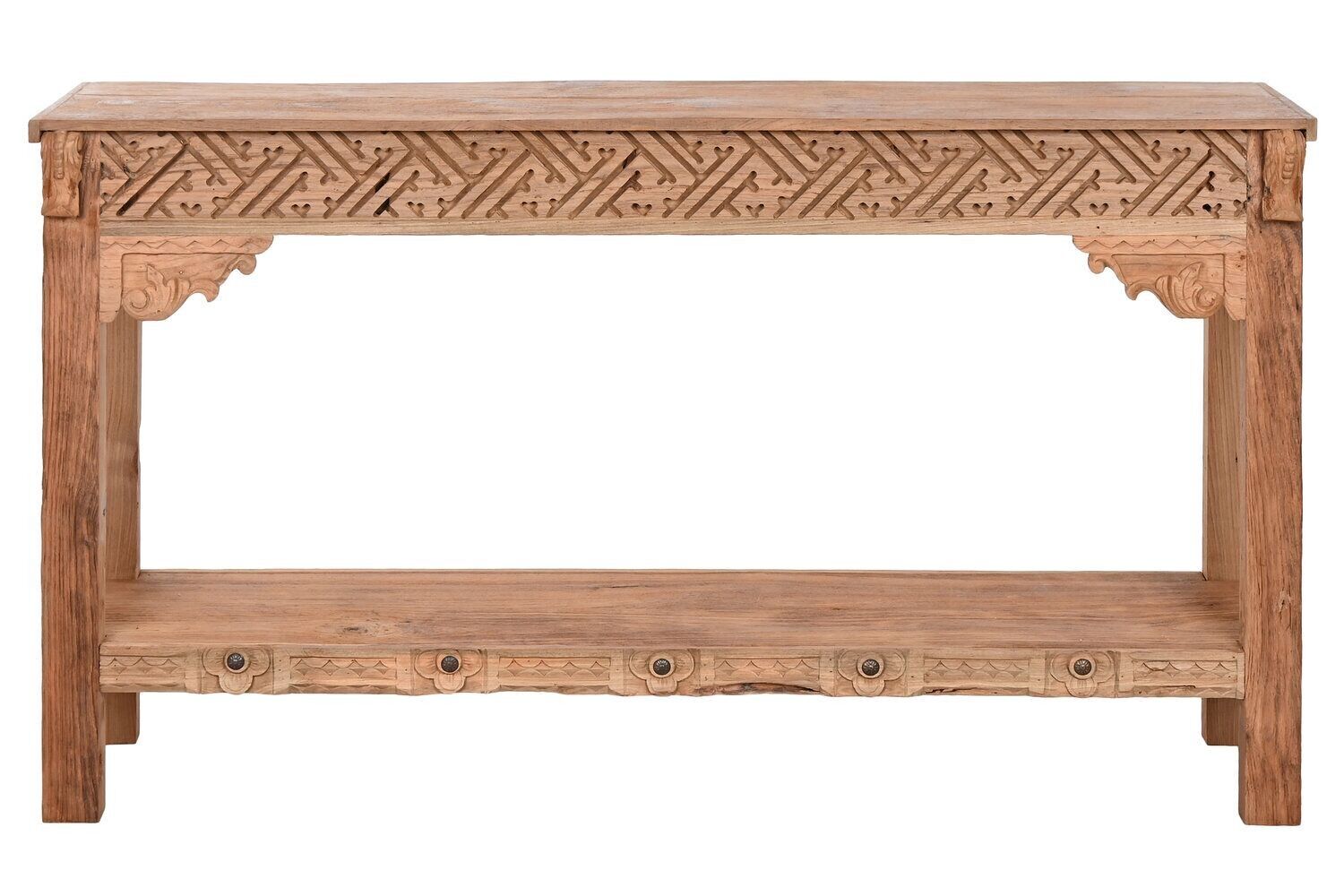 CONSOLE IN TEAK RICICLATO 140X37X80 NATURALE INTAGLIATO MB213879