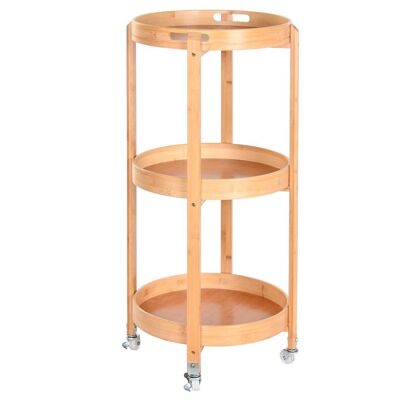 BAMBOO SHELF INOX 43.6X43.6X90.5 WHEELS MB204976