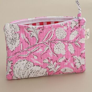 Trousse de maquillage blockprint Fez rose 1