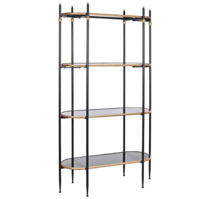 METAL GLASS SHELF 103X42X180 4EST, BLACK MB208414