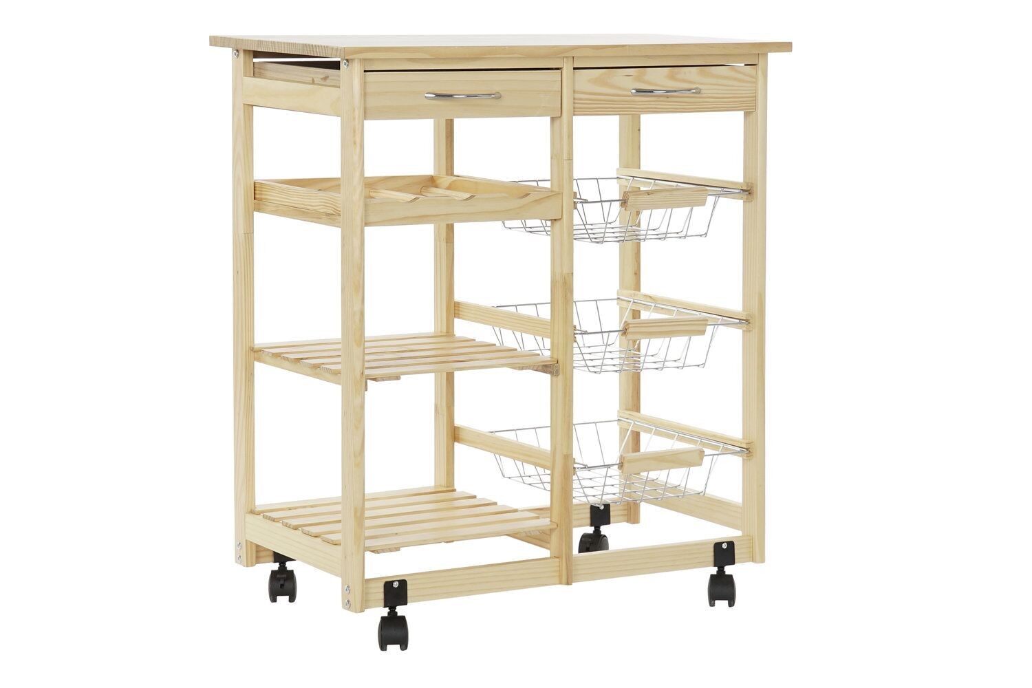 PORTA FRUTTA PINO MDF 67X37X76 RUOTE NATURALE MB186237