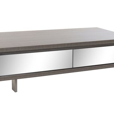 TABLE BASSE MIROIR 140X70X40,5 LAQUE GRIS CLAIR MB162812