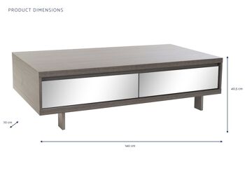 TABLE BASSE MIROIR 140X70X40,5 LAQUE GRIS CLAIR MB162812 7