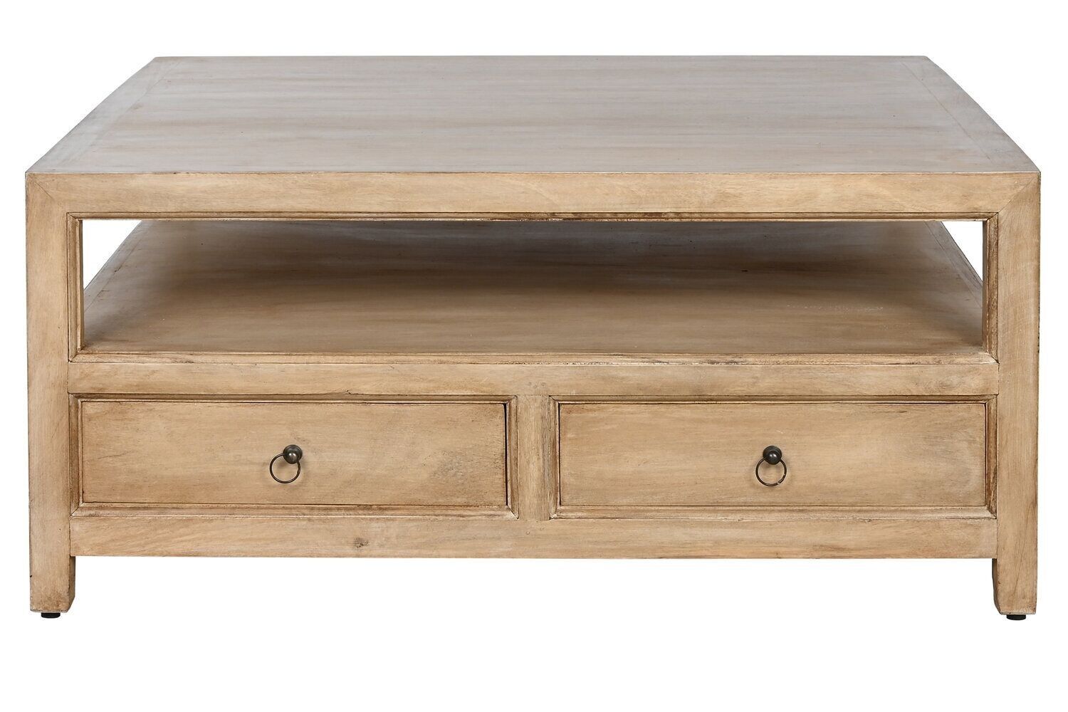 TAVOLINO IN LEGNO 100X100X45 NATURALE CASSETTI MB213727