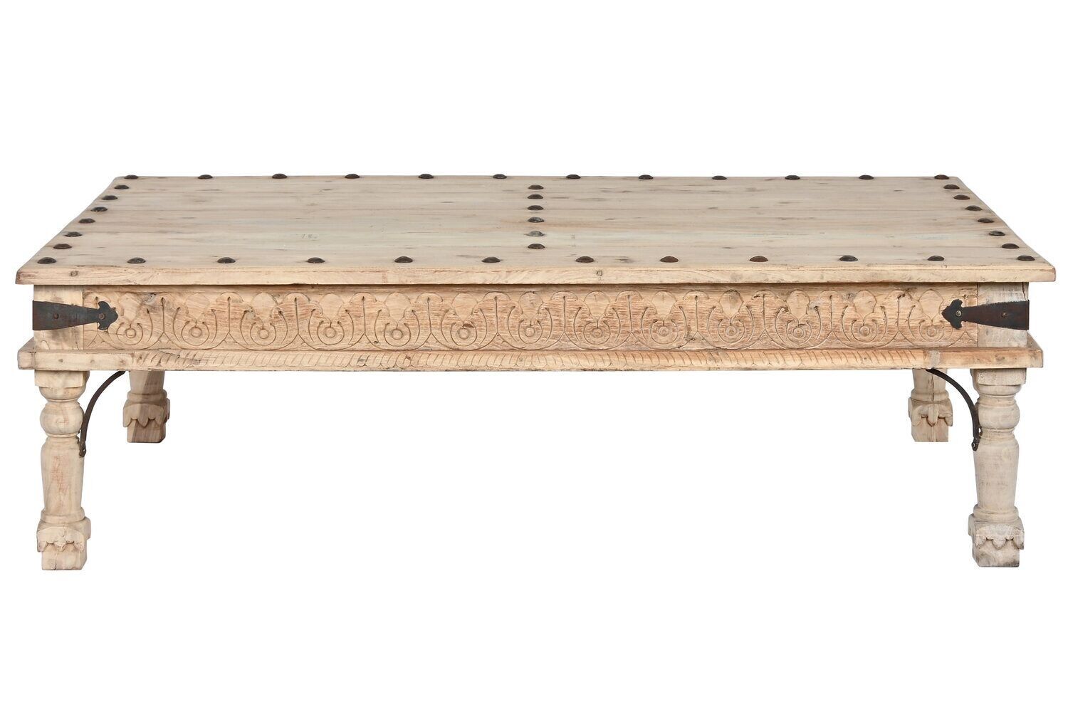 TAVOLO DA CENTRO IN LEGNO MASSELLO 150X90X45 INTAGLIATO MB213747