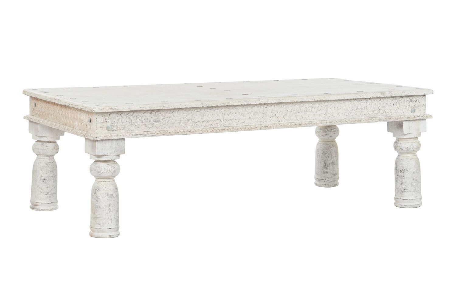 TAVOLINO IN LEGNO INTAGLIATO 150X76X48 DECAPE BIANCO MB208665