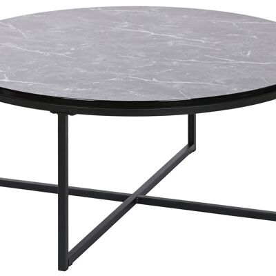 MESA CENTRO MDF METAL 80X80X35 SIMIL MARMOL NEGRO MB208391