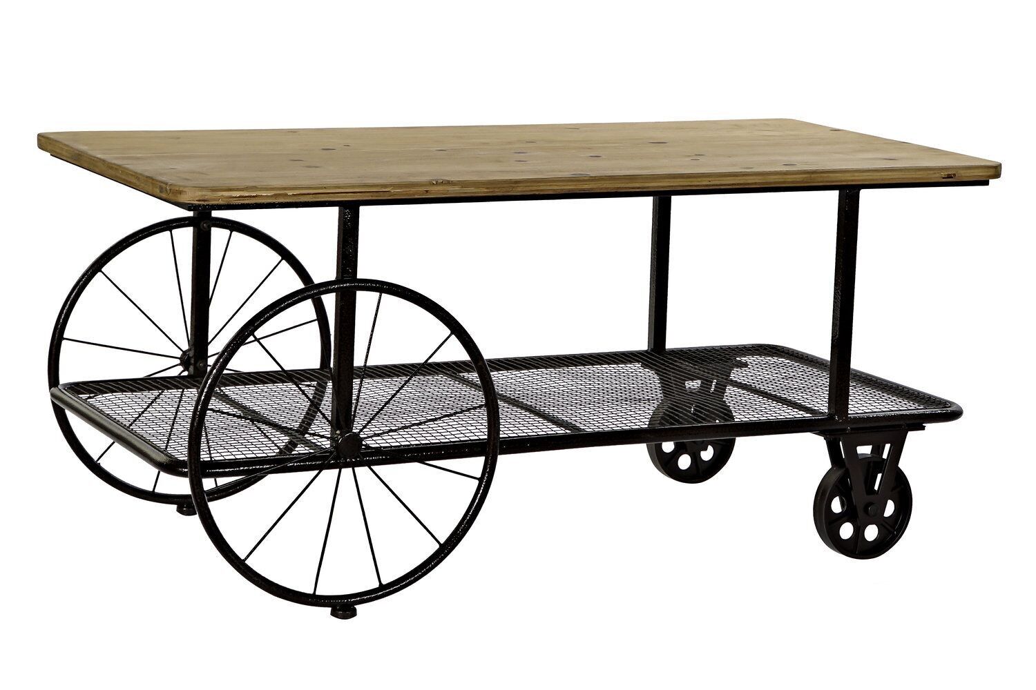 TAVOLINO METALLO ABETE 112X54X52 RUOTE NERO MB173967