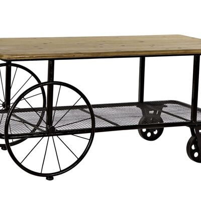 METAL FIR COFFEE TABLE 112X54X52 WHEELS BLACK MB173967