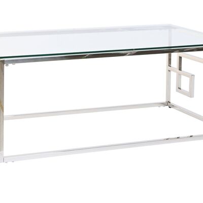 Couchtisch aus Metall und Glas, 120 x 45 x 60 cm, Silber, MB185282