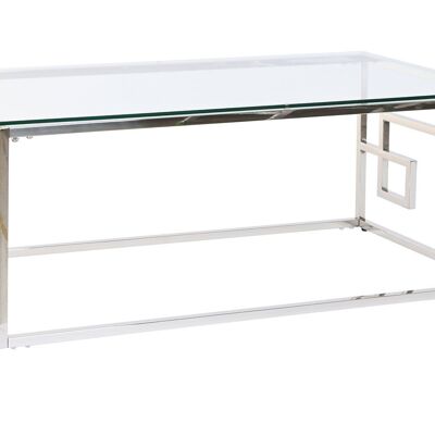 TABLE BASSE MÉTAL VERRE 120X45X60 ARGENT MB185282