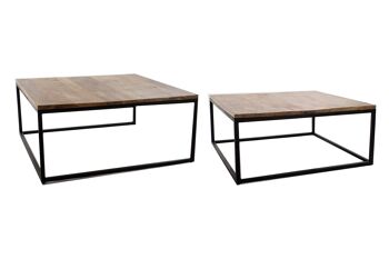 TABLE BASSE SET 2 POIGNEE METAL 90X90X40 NATUREL MB177295 1