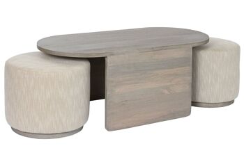 TABLE BASSE SET 3 POIGNEES POLYESTER 117X56X48 GRIS MB208764 1