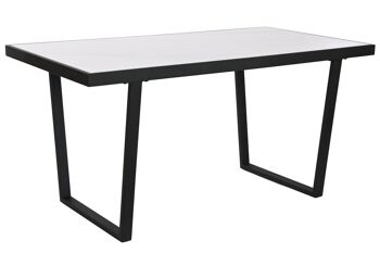 TABLE À MANGER MÉTAL PIERRE FRITTÉ 150X80X75 MB208952 1