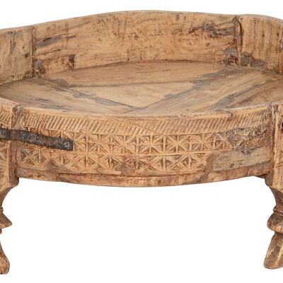 CARVED WOOD TABLE 65X65X26 ASSORTMENT NATURAL MB213754