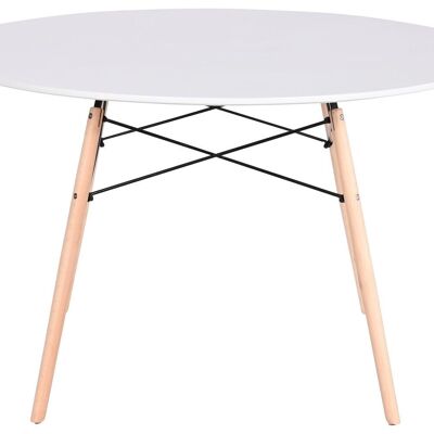 TABLE À MANGER RONDE MDF BOULEAU 120X120X74 BLANC MB211410