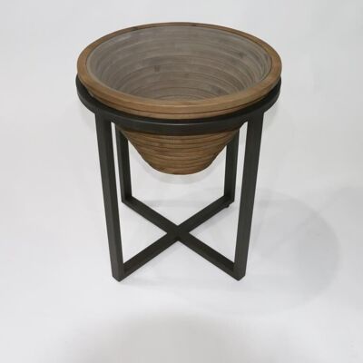 TAVOLINO ABETE VETRO 46X46X55,5 NATURALE MB212223