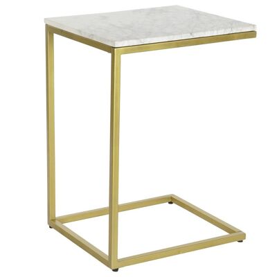 TABLE D'APPOINT MARBRE FER 40X46X65 BLANC MB207601