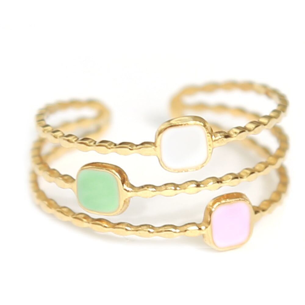 Anillo de oro colores pastel
